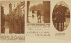 873182 Collage van 3 foto's betreffende het regenachtige weer in de vakantiemaand augustus, met afbeeldingen uit de ...